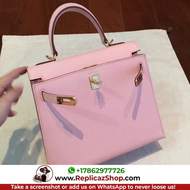 Hermes Pink Epsom Kelly 25cm Sellier Lushentic AAAAA Grade Replica - Image 5