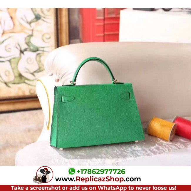 Hermes Bamboo Epsom Kelly Mini II 20cm Lushentic AAAAA Grade Replica - Image 7