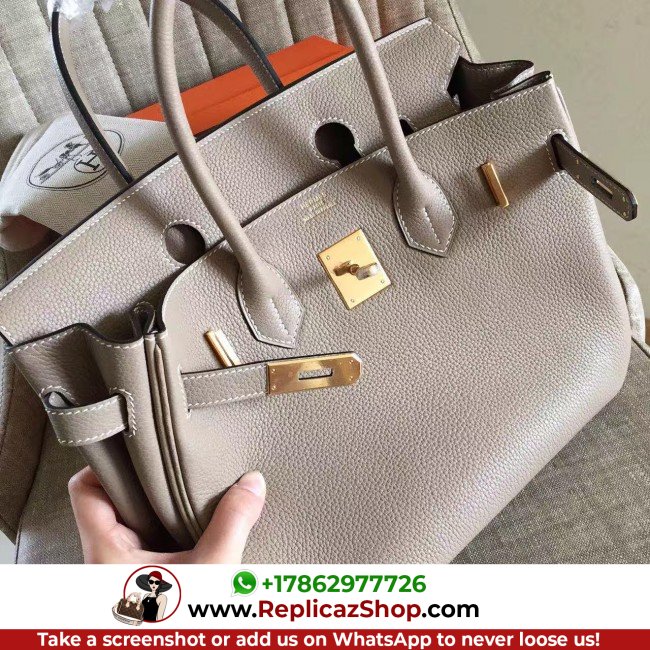 Hermes Grey Clemence Birkin 30cm Lushentic AAAAA Grade Replica - Image 9