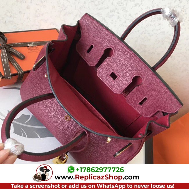 Hermes Ruby Clemence Birkin 25cm Lushentic Grade Replica - Image 9