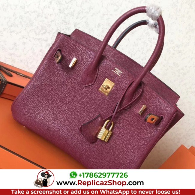Hermes Ruby Clemence Birkin 25cm Lushentic Grade Replica - Image 4
