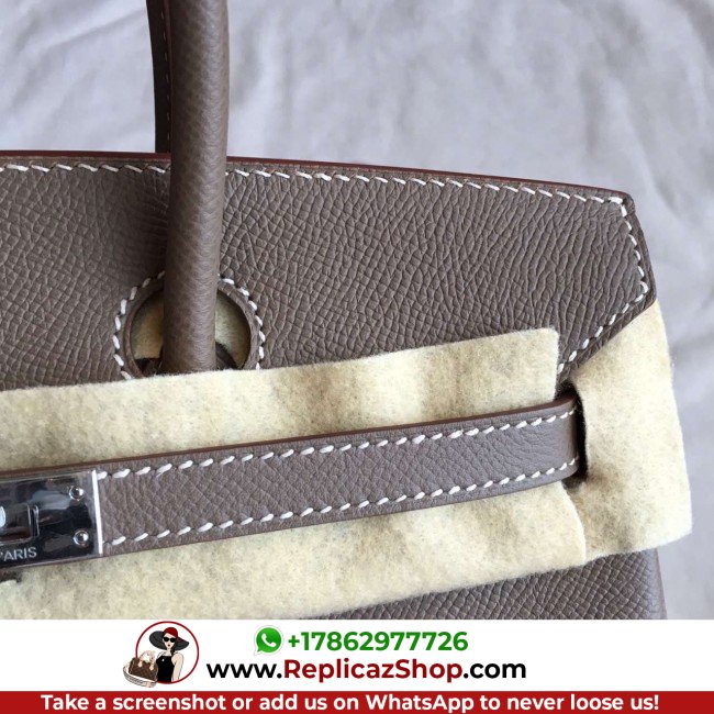 Hermes Etoupe Epsom Birkin 25cm Lushentic AAAAA Grade Replica - Image 9