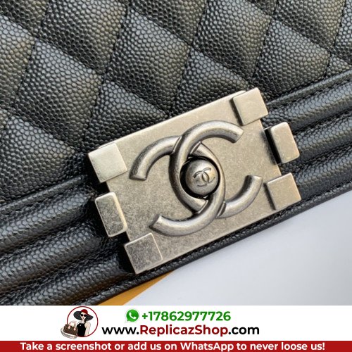 Chanel Boy Bag Caviar 25cm Medium Lushentic AAAAA grade replica - Image 9