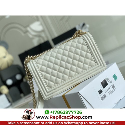 Chanel Boy Bag Caviar 25cm Medium Lushentic AAAAA grade replica - Image 8