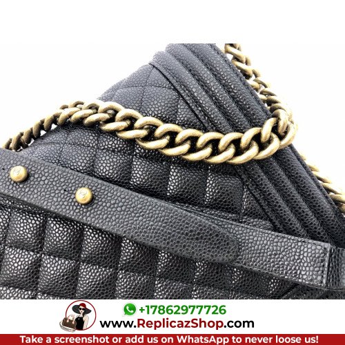 Chanel Boy Bag Caviar 28cm New Medium Lushentic AAAAA grade replica - Image 4