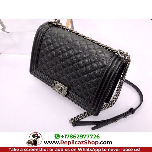 Chanel Boy Bag Caviar 28cm New Medium Lushentic AAAAA grade replica - Image 9