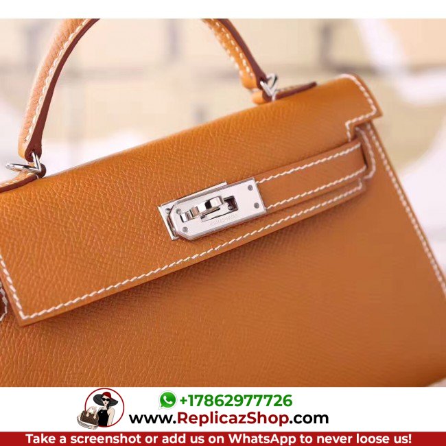Hermes Brown Epsom Kelly Mini II 20cm Lushentic AAAAA Grade Replica - Image 3