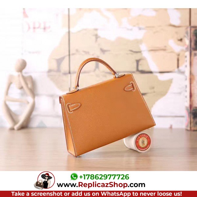 Hermes Brown Epsom Kelly Mini II 20cm Lushentic AAAAA Grade Replica - Image 4