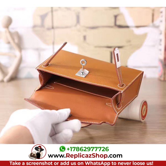 Hermes Brown Epsom Kelly Mini II 20cm Lushentic AAAAA Grade Replica - Image 5