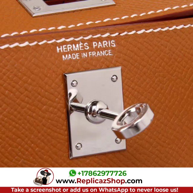 Hermes Brown Epsom Kelly Mini II 20cm Lushentic AAAAA Grade Replica - Image 7