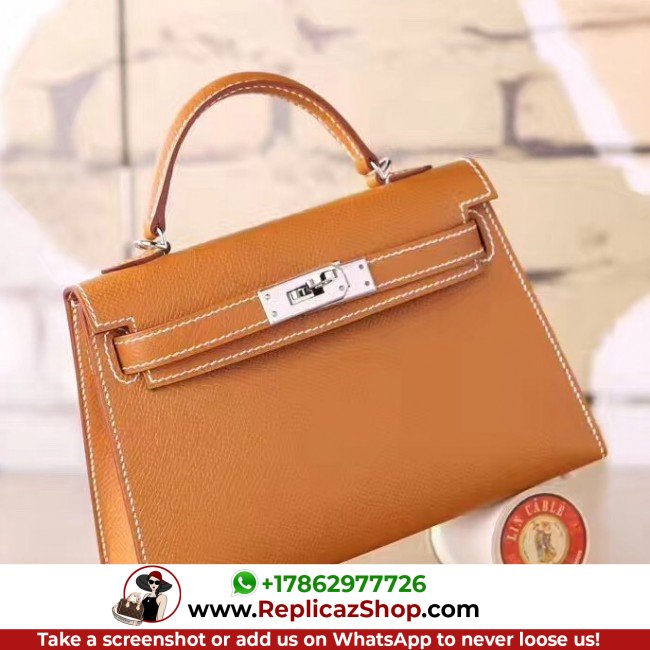 Hermes Brown Epsom Kelly Mini II 20cm Lushentic AAAAA Grade Replica