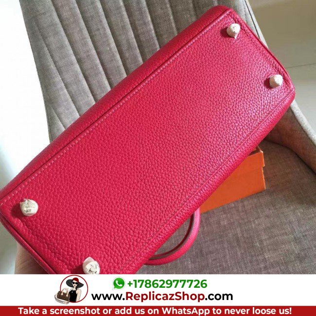 Hermes Red Clemence Kelly Retourne 28cm Lushentic AAAAA Grade Replica - Image 7