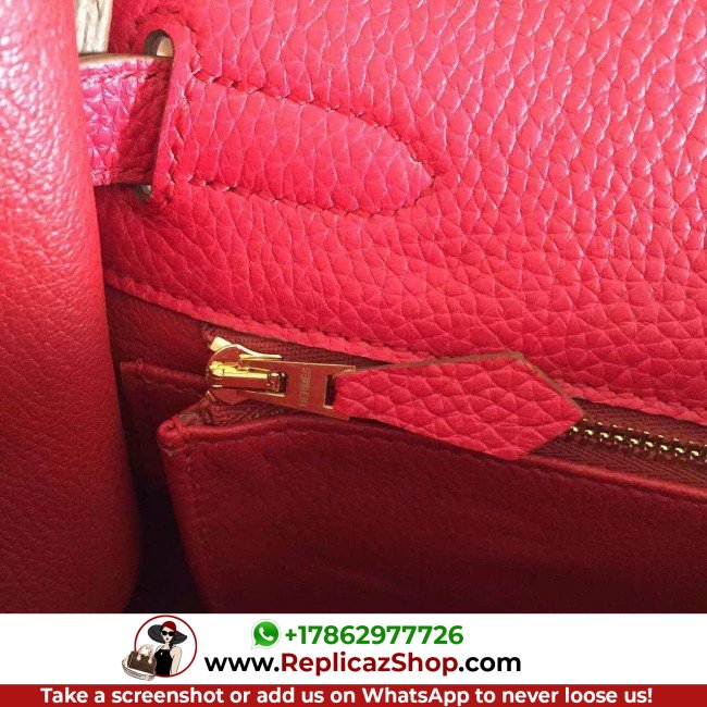 Hermes Red Clemence Kelly Retourne 28cm Lushentic AAAAA Grade Replica - Image 9