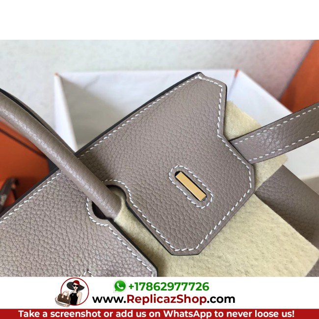 Hermes Tourterelle Clemence Birkin 25cm Lushentic AAAAA Grade Replica - Image 5