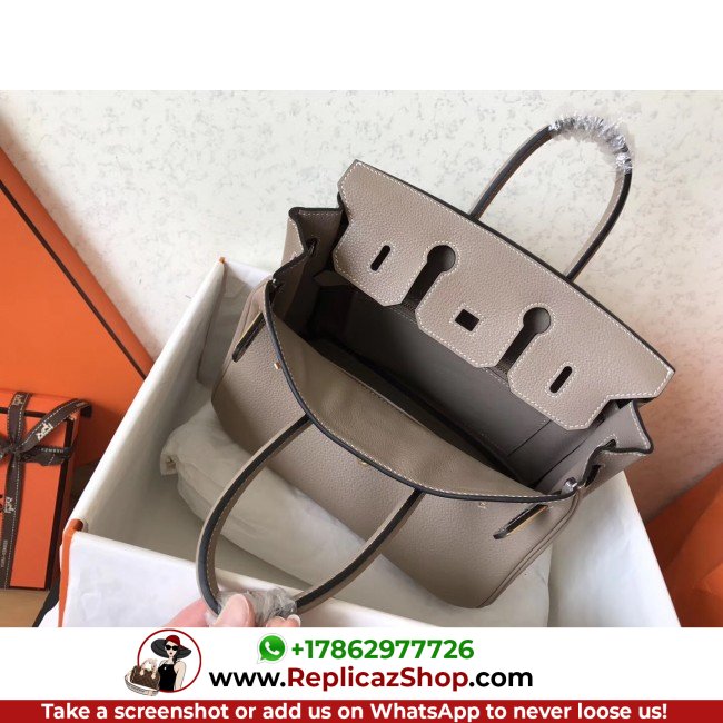 Hermes Tourterelle Clemence Birkin 25cm Lushentic AAAAA Grade Replica - Image 7