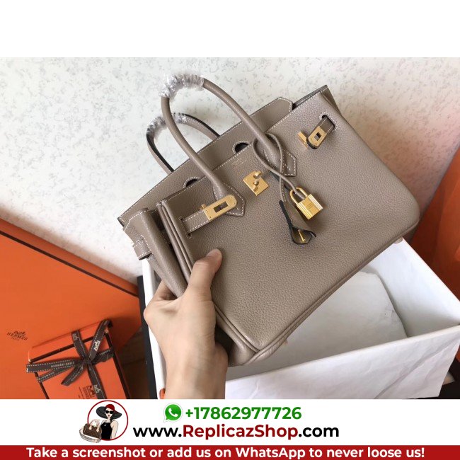 Hermes Tourterelle Clemence Birkin 25cm Lushentic AAAAA Grade Replica - Image 9