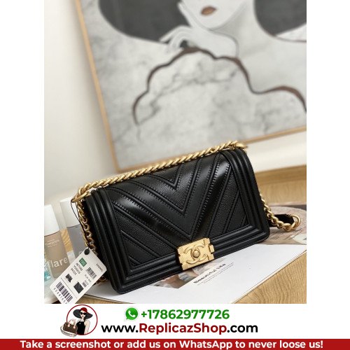 Chanel Boy Bag Caviar 25cm Medium Lushentic AAAAA grade replica