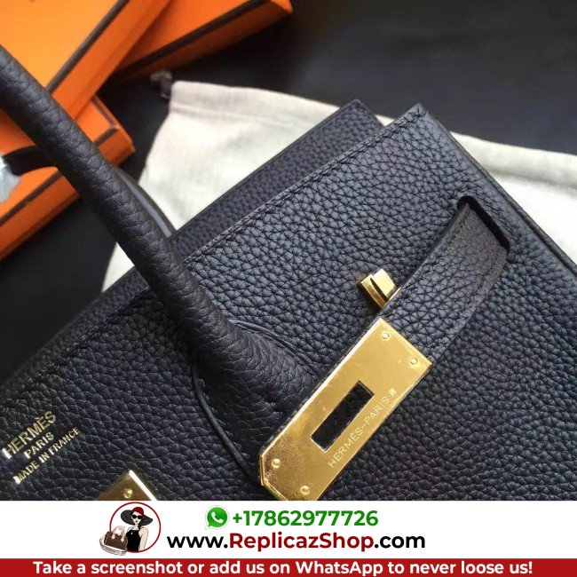 Hermes Black Clemence Birkin 30cm Lushentic AAAAA Grade Replica - Image 4