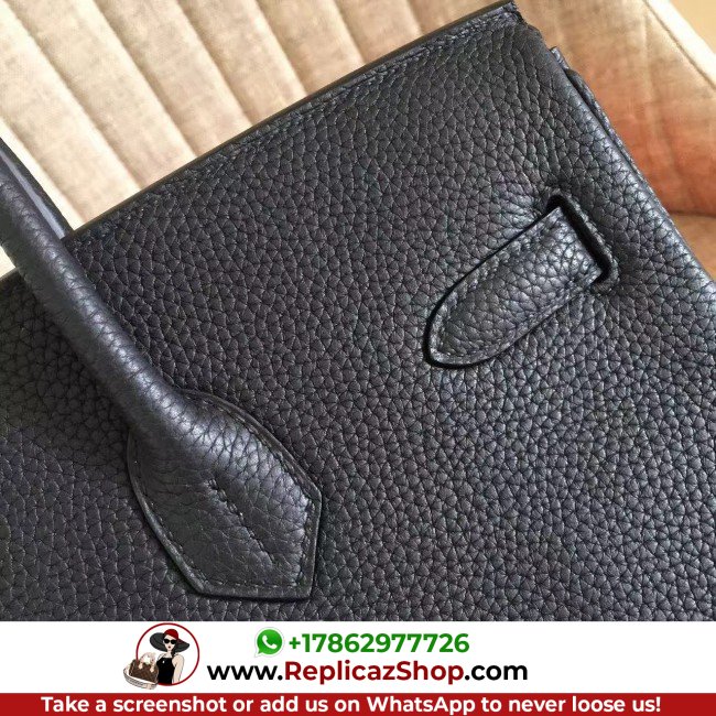 Hermes Black Clemence Birkin 30cm Lushentic AAAAA Grade Replica - Image 8