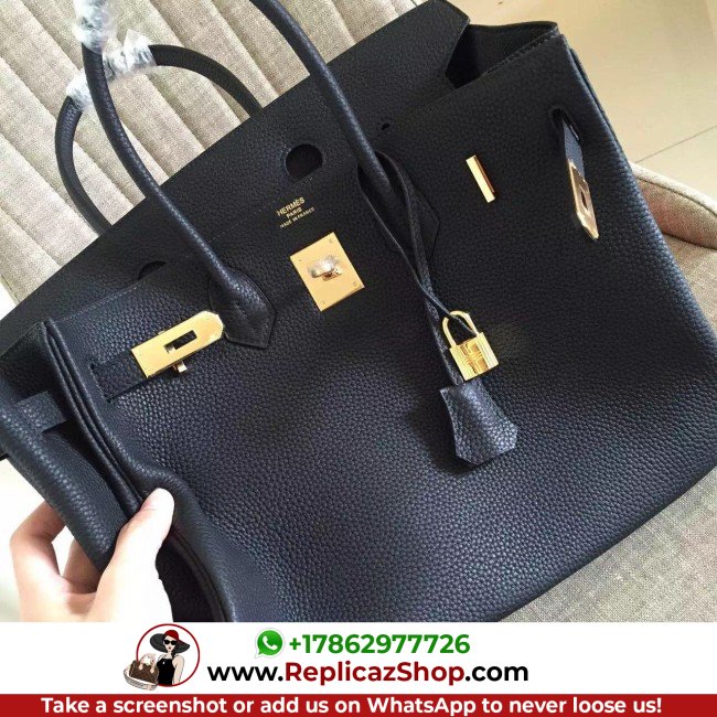 Hermes Black Clemence Birkin 30cm Lushentic AAAAA Grade Replica - Image 10