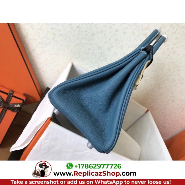 Hermes Blue Jean Clemence Birkin 25cm Lushentic Grade Replica - Image 5