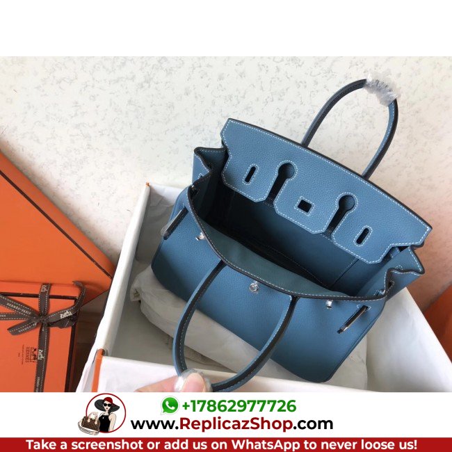 Hermes Blue Jean Clemence Birkin 25cm Lushentic Grade Replica - Image 6