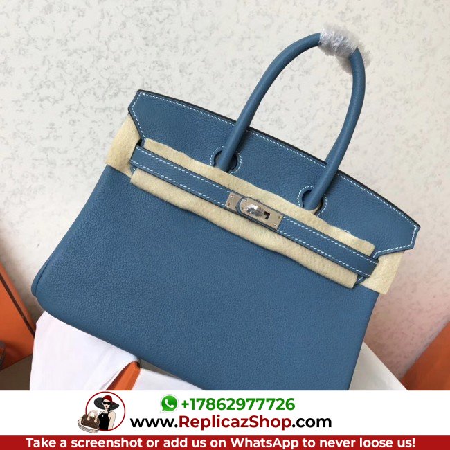 Hermes Blue Jean Clemence Birkin 25cm Lushentic Grade Replica
