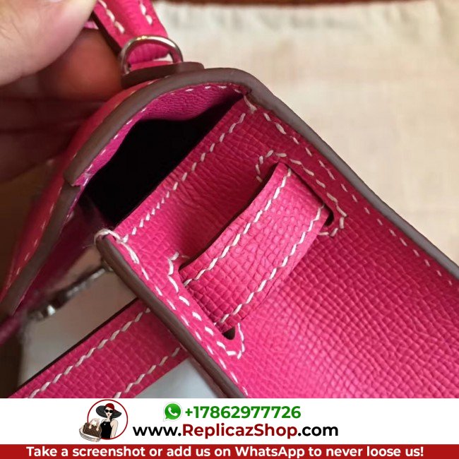 Hermes Rose Red Epsom Kelly Mini II 20cm Lushentic AAAAA Grade Replica - Image 8