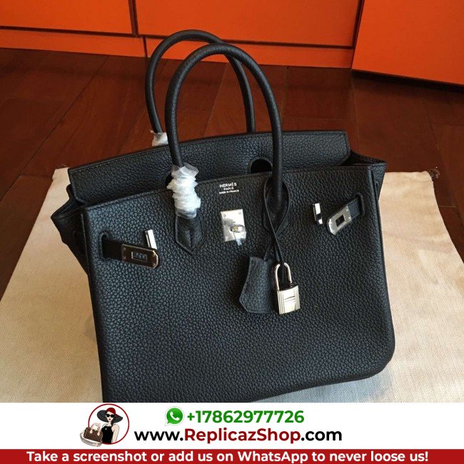 Hermes Black Clemence Birkin 25cm Lushentic Grade Replica - Image 4
