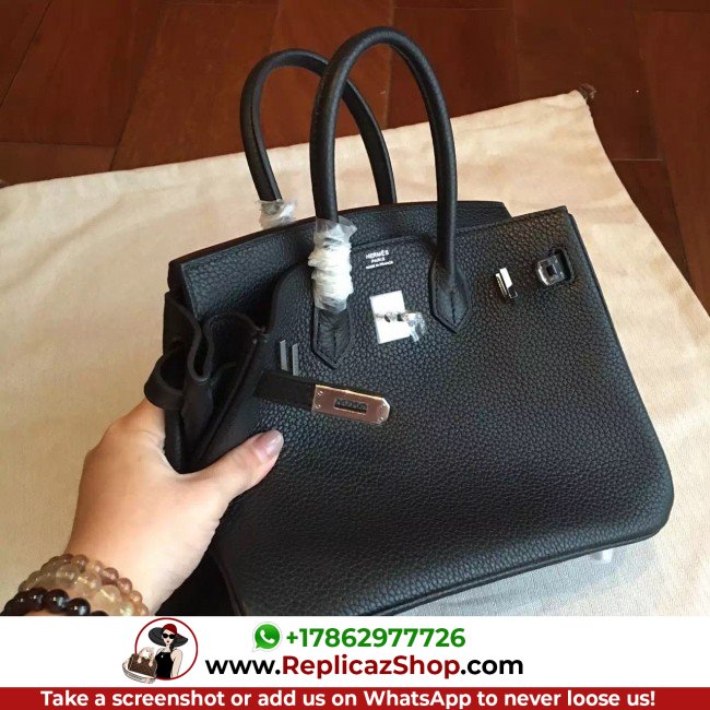 Hermes Black Clemence Birkin 25cm Lushentic Grade Replica - Image 6