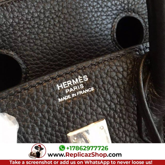 Hermes Black Clemence Birkin 25cm Lushentic Grade Replica - Image 7