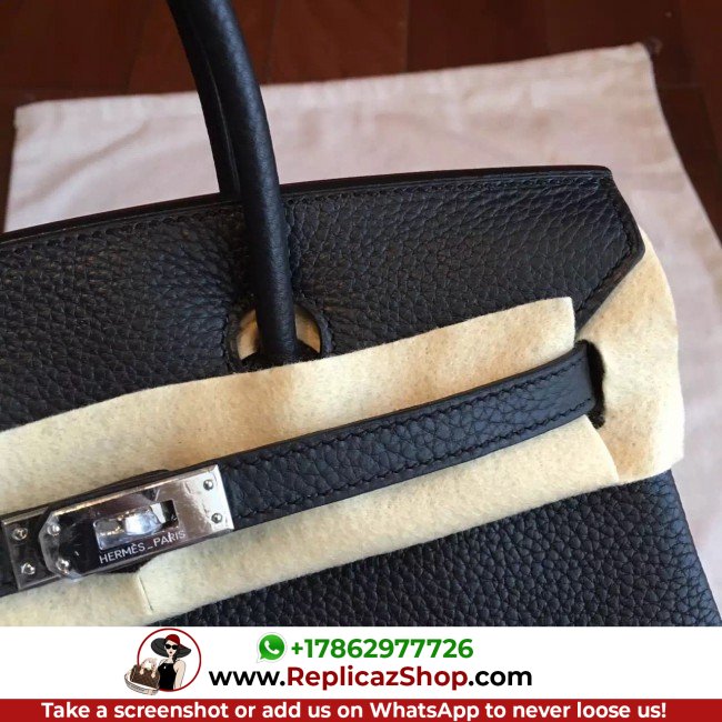 Hermes Black Clemence Birkin 25cm Lushentic Grade Replica - Image 8