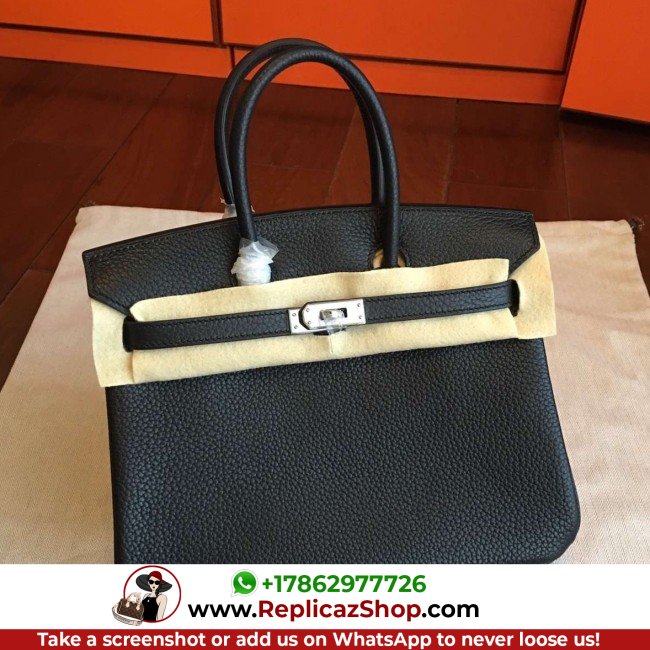 Hermes Black Clemence Birkin 25cm Lushentic Grade Replica