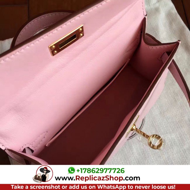 Hermes Rose Dragee Swift Kelly Mini II 20cm Lushentic AAAAA Grade Replica - Image 4