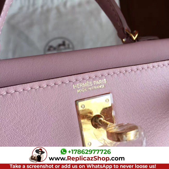 Hermes Rose Dragee Swift Kelly Mini II 20cm Lushentic AAAAA Grade Replica - Image 9