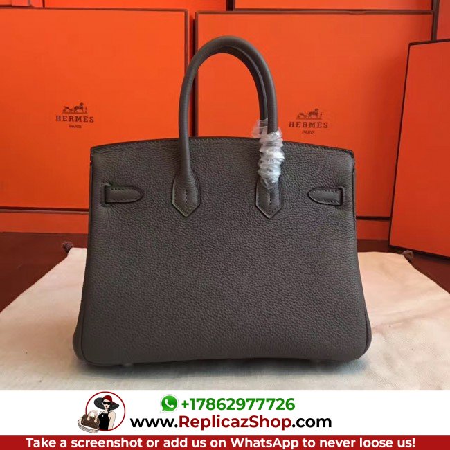 Hermes Vert Gris Clemence Birkin 25cm Lushentic AAAAA Grade Replica - Image 6