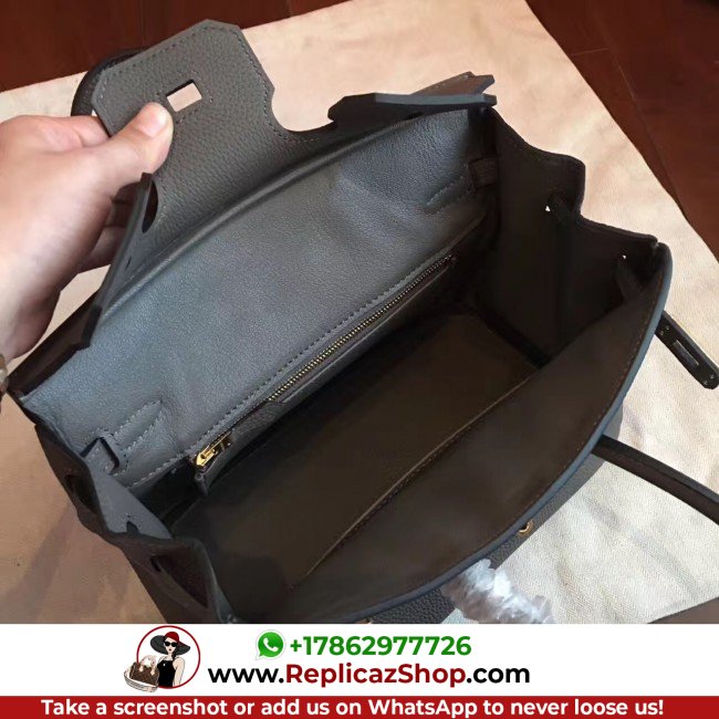 Hermes Vert Gris Clemence Birkin 25cm Lushentic AAAAA Grade Replica - Image 7