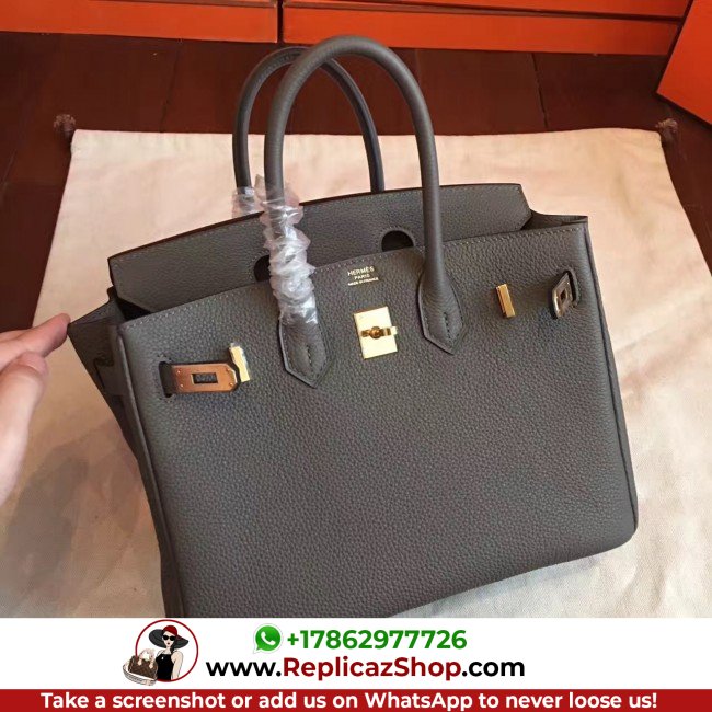 Hermes Vert Gris Clemence Birkin 25cm Lushentic AAAAA Grade Replica - Image 8