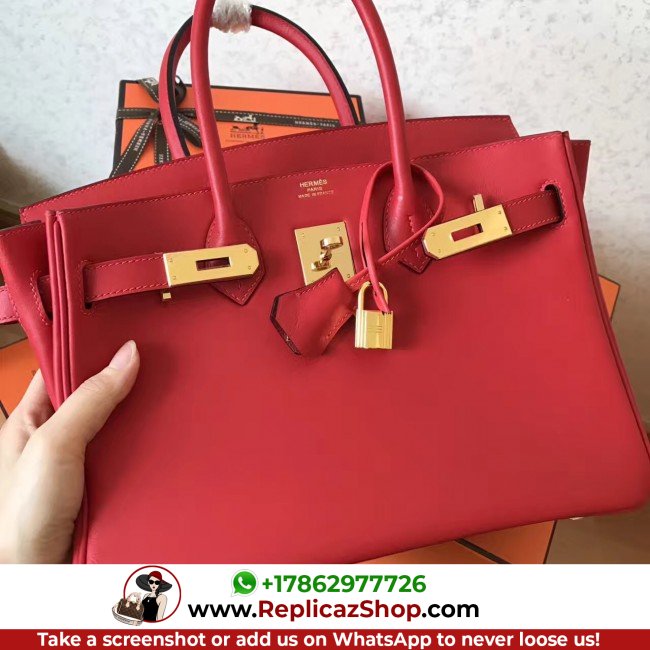 Hermes Red Swift Birkin 30cm Lushentic AAAAA Grade Replica - Image 6