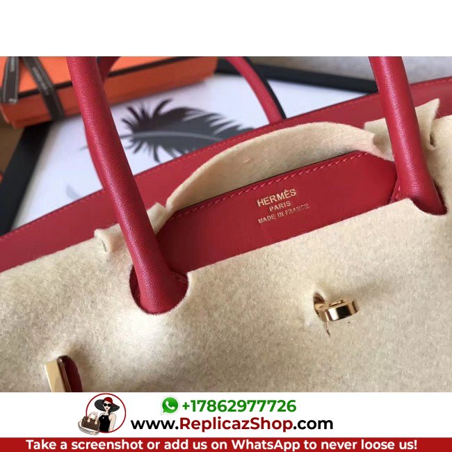 Hermes Red Swift Birkin 30cm Lushentic AAAAA Grade Replica - Image 7