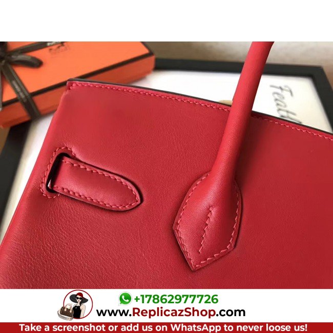 Hermes Red Swift Birkin 30cm Lushentic AAAAA Grade Replica - Image 10