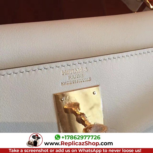 Replica Hermes Ivory Swift Kelly Retourne 32cm Lushentic AAAAA Grade Replica - Image 3