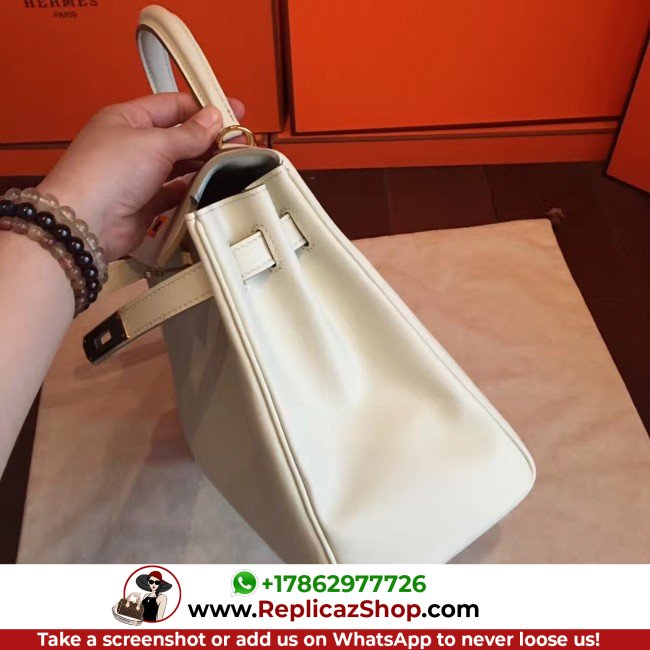 Replica Hermes Ivory Swift Kelly Retourne 32cm Lushentic AAAAA Grade Replica - Image 5