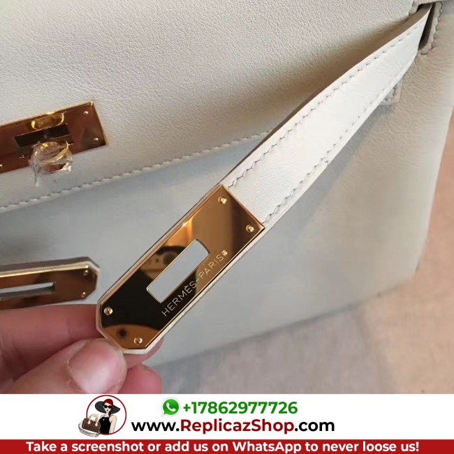 Replica Hermes Ivory Swift Kelly Retourne 32cm Lushentic AAAAA Grade Replica - Image 6
