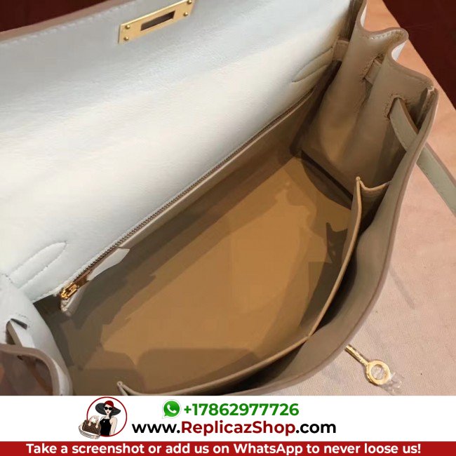 Replica Hermes Ivory Swift Kelly Retourne 32cm Lushentic AAAAA Grade Replica - Image 8