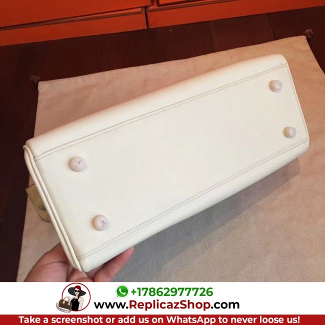 Replica Hermes Ivory Swift Kelly Retourne 32cm Lushentic AAAAA Grade Replica - Image 9