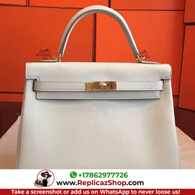 Replica Hermes Ivory Swift Kelly Retourne 32cm Lushentic AAAAA Grade Replica