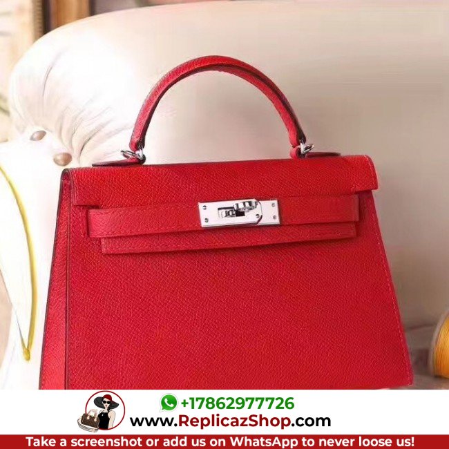 Hermes Red Epsom Kelly Mini II 20cm Lushentic AAAAA Grade Replica