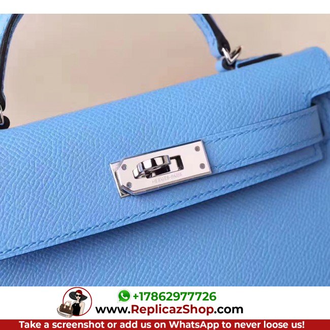 Hermes Celeste Epsom Kelly Mini II 20cm Lushentic AAAAA Grade Replica - Image 4
