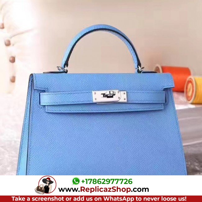 Hermes Celeste Epsom Kelly Mini II 20cm Lushentic AAAAA Grade Replica